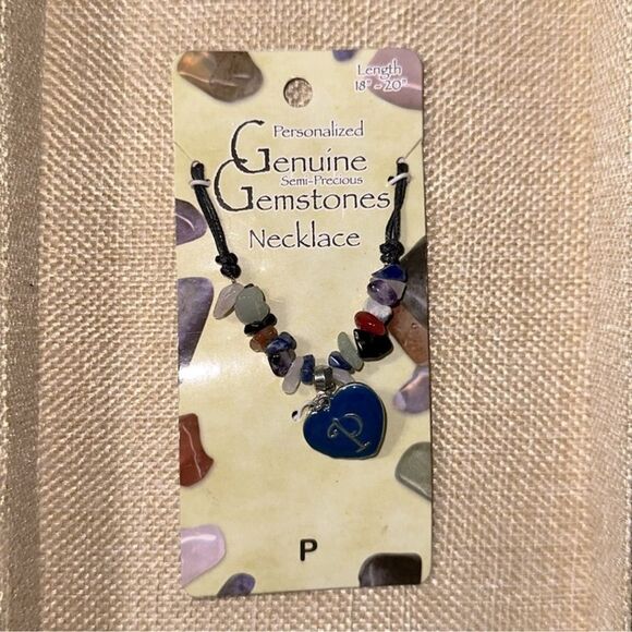 Genuine Gemstones Semi-Precious Personalized P Necklace - Picture 2 of 7